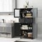 Black P2 MDF Storage Cabinet with Tempered Glass Doors, Drawers and Adjustable Shelves